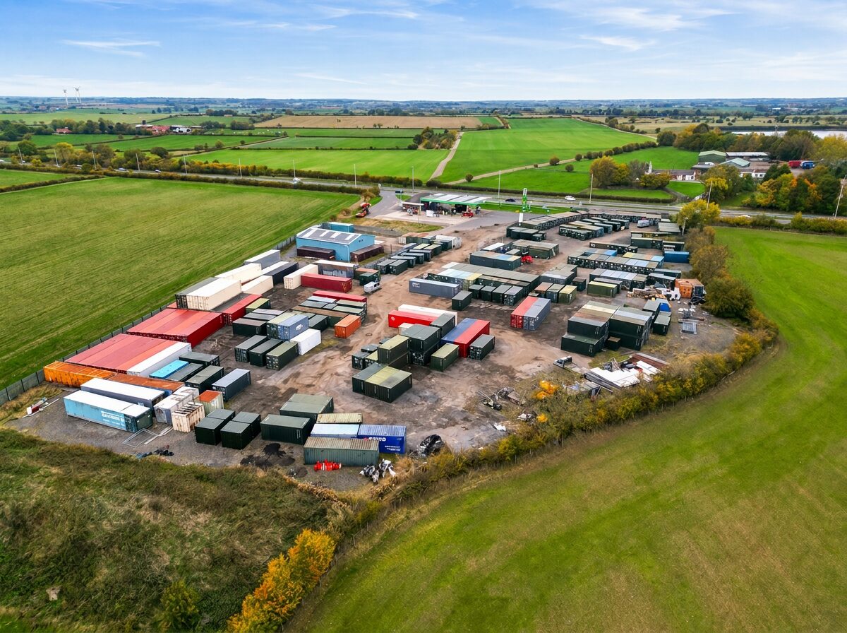 Aerial view of the ContainersNow depot yard on the A66 at Darlington